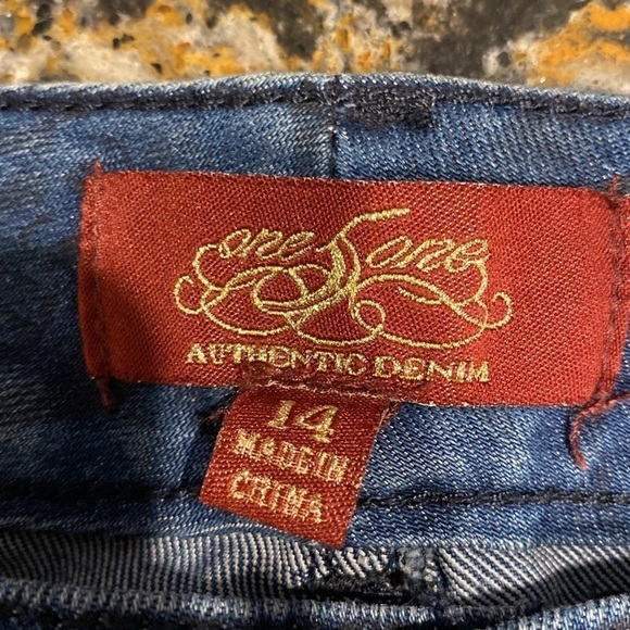 Q womens One5One casual blue stretch tapered leg plus size jeans size 14 - Picture 5 of 6